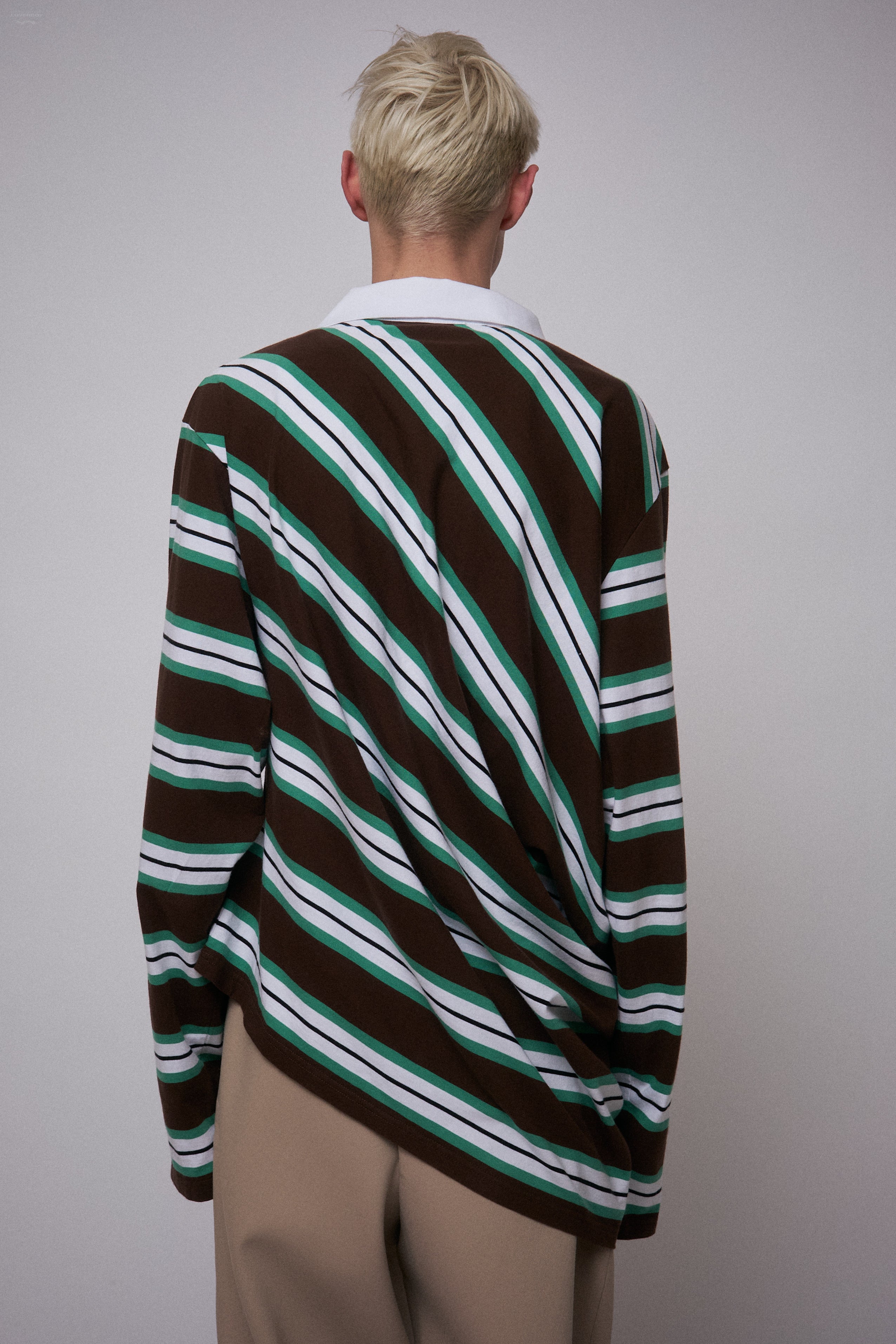 TOPSY TURVY POLO EXCLUSIVE in BROWN STRIPE – Charles Jeffrey Loverboy