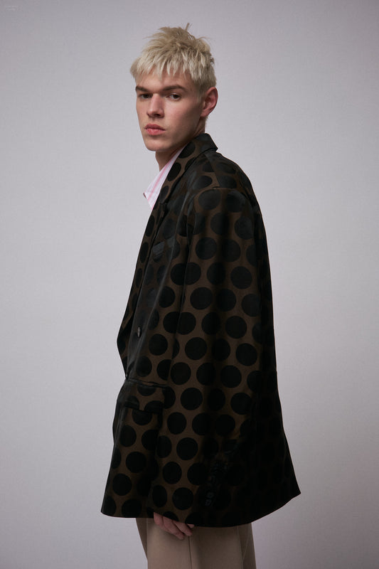OVERSIZED EDINBURGH JACKET in BROWN POLKA DOT