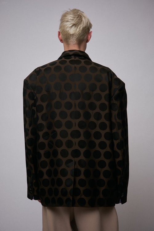 OVERSIZED EDINBURGH JACKET in BROWN POLKA DOT