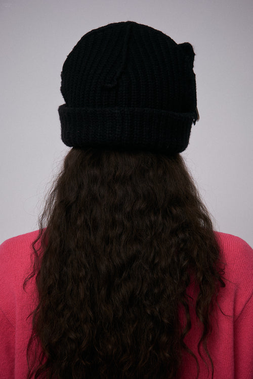 CHUNKY PUNK EARS BEANIE EXCLUSIVE in BLACK