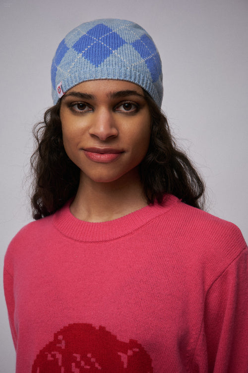 ARGYLE RIB BEANIE EXCLUSIVE in LIGHT BLUE | Charles Jeffrey Loverboy