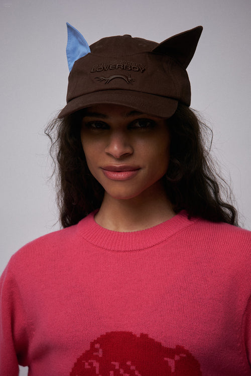COLOUR BLOCK EARS CAP EXCLUSIVE in BROWN LIGHT BLUE | Charles Jeffrey Loverboy