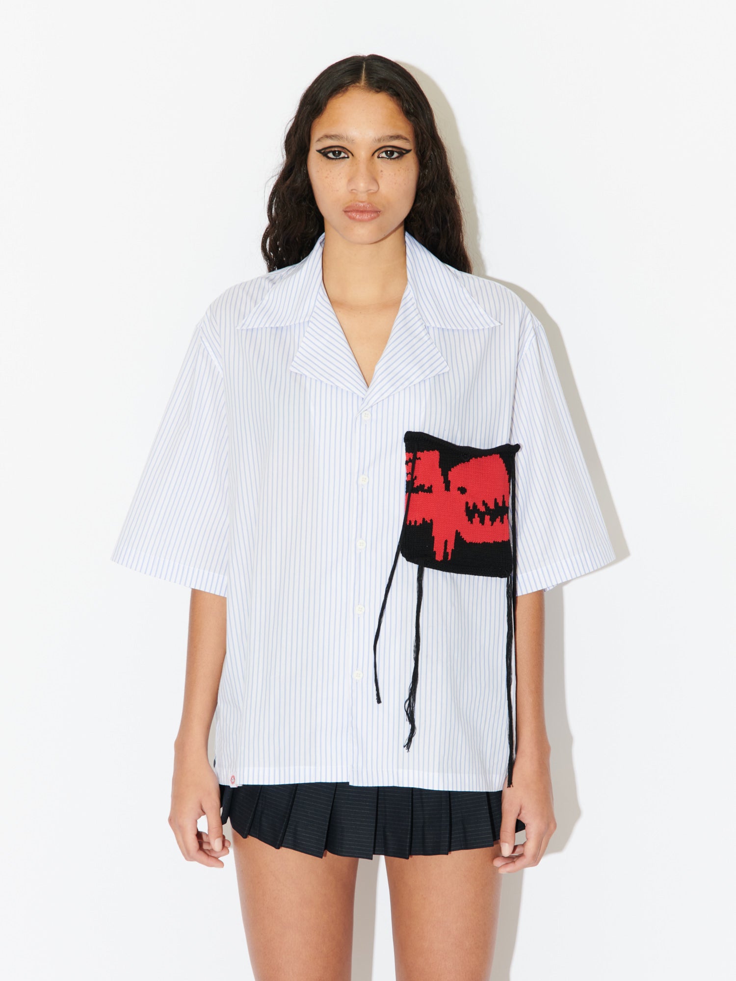HAWAIIAN SHIRT WITH KNIT PATCH