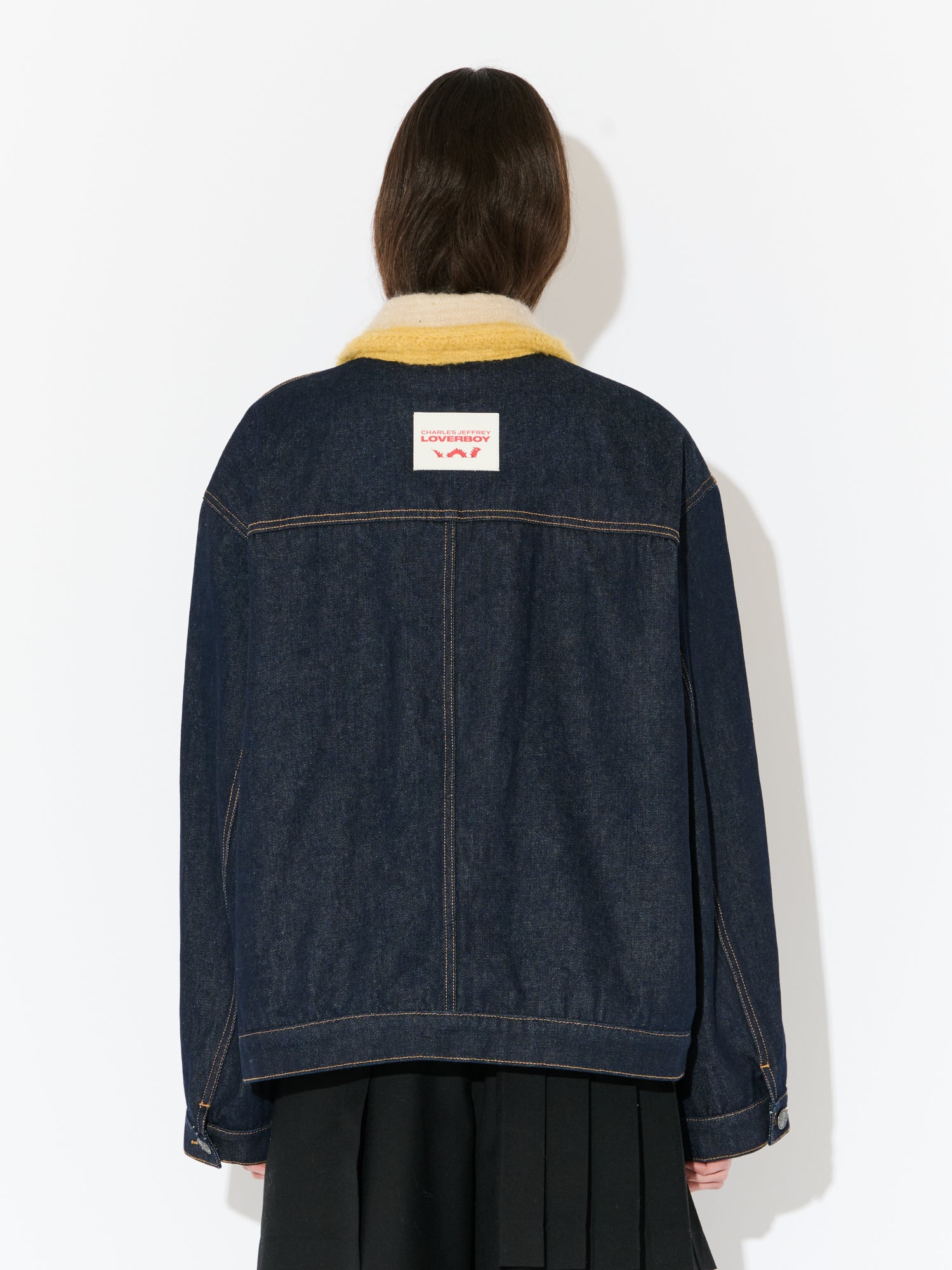 DENIM JACKET WITH KNITTED COLLAR in BLUE – Charles Jeffrey Loverboy
