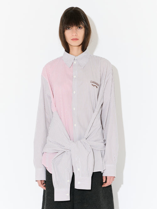 HUG SHIRT in KHAKI RED STRIPE | Charles Jeffrey Loverboy