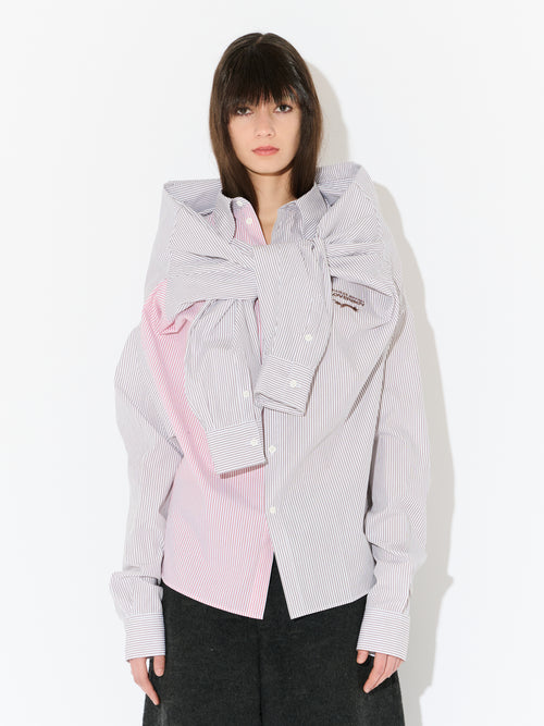 HUG SHIRT in KHAKI RED STRIPE | Charles Jeffrey Loverboy