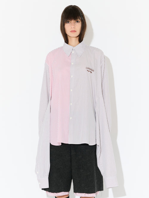 HUG SHIRT in KHAKI RED STRIPE | Charles Jeffrey Loverboy
