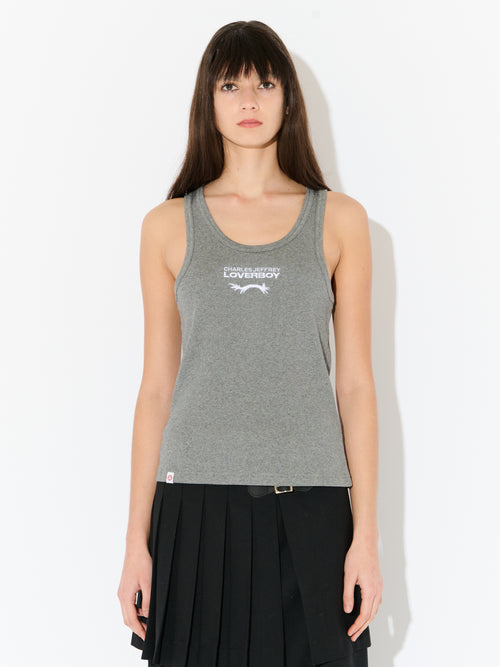LOGO TANK TOP in GREY MARL WHITE | Charles Jeffrey Loverboy