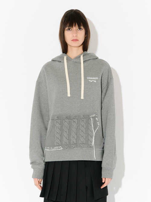 PATCH RABBIT EARS HOODY in GREY MARL GREY | Charles Jeffrey Loverboy