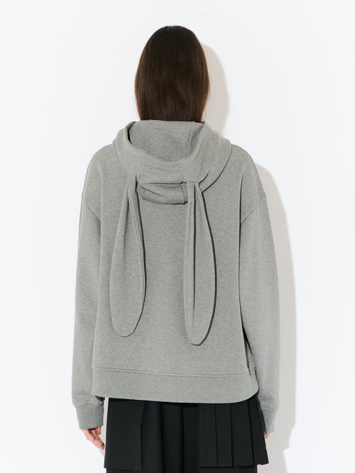 PATCH RABBIT EARS HOODY in GREY MARL GREY | Charles Jeffrey Loverboy