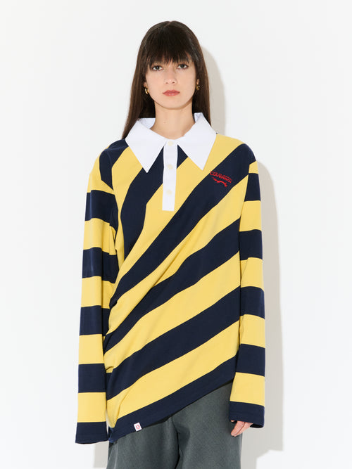 TOPSY TURVY POLO in YELLOW NAVY | Charles Jeffrey Loverboy