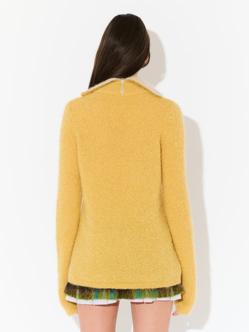MOHAIR BANANA ZIP JUMPER in YELLOW ECRU | Charles Jeffrey Loverboy