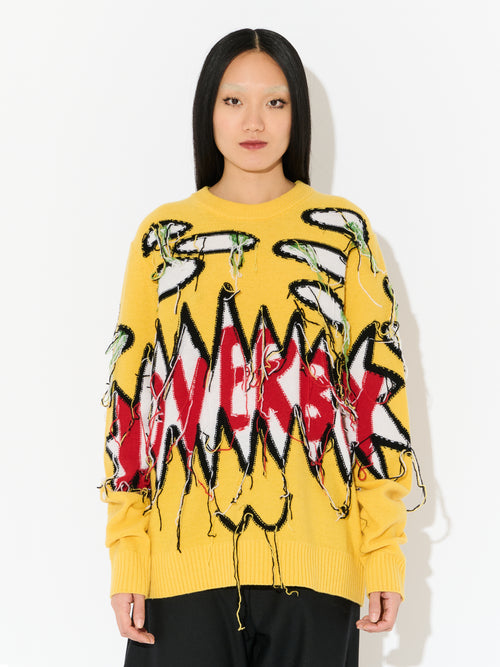 GUDDLE LOVERBOY LOGO JUMPER in YELLOW | Charles Jeffrey Loverboy