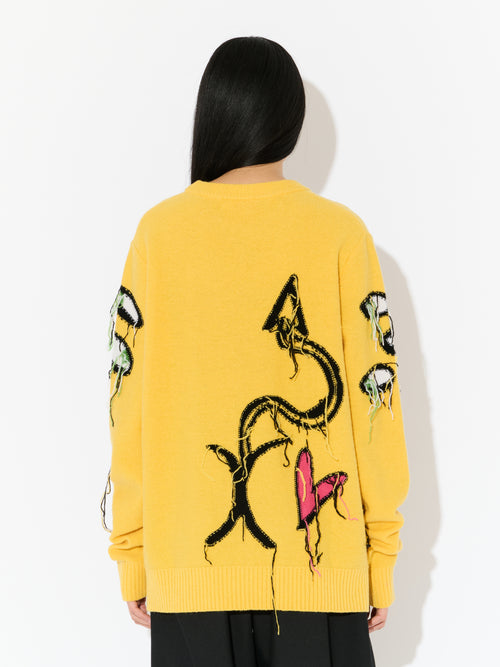 GUDDLE LOVERBOY LOGO JUMPER in YELLOW | Charles Jeffrey Loverboy