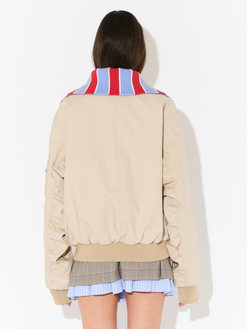 BOMBER JACKET WITH KNIT PATCH in BEIGE | Charles Jeffrey Loverboy