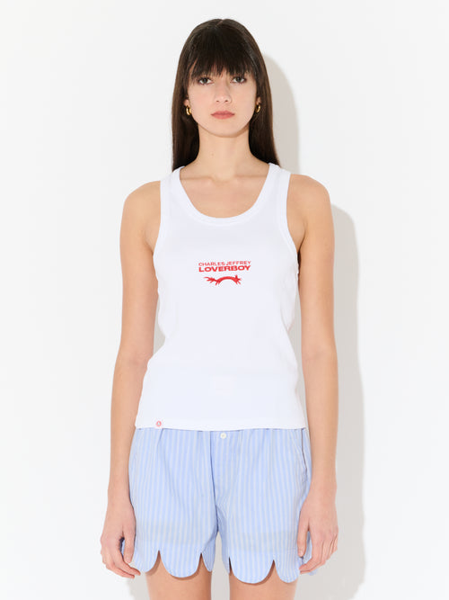 LOGO TANK TOP in WHITE | Charles Jeffrey Loverboy