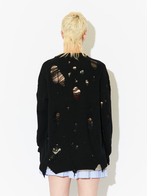 DISTRESSED LOGO JUMPER in BLACK | Charles Jeffrey Loverboy