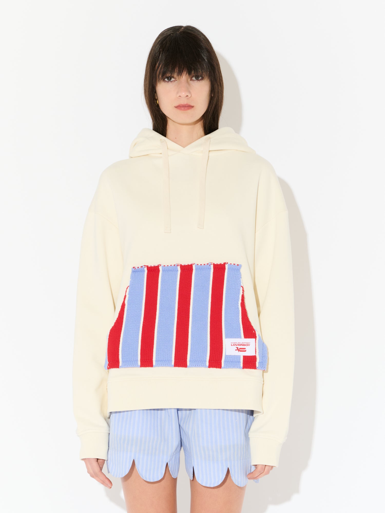 国内発送■CHARLES JEFFREY LOVERBOY■PATCH EARS HOODY Gray Patch Ears Hoodie by Charles Jeffrey LOVERBOY on Sale
