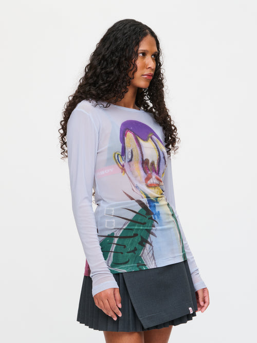 POWERMESH LONG SLEEVE TEE in BABY BLUE | Charles Jeffrey Loverboy