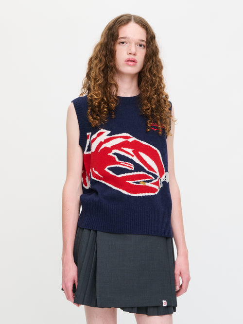 GRAPHIC VEST in NAVY RED LOBSTER | Charles Jeffrey Loverboy