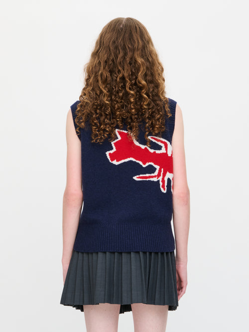 GRAPHIC VEST in NAVY RED LOBSTER | Charles Jeffrey Loverboy