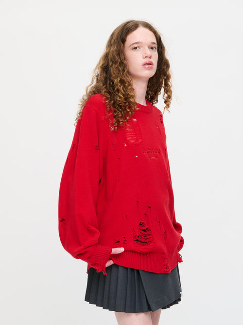 DISTRESSED LOGO JUMPER in RED | Charles Jeffrey Loverboy