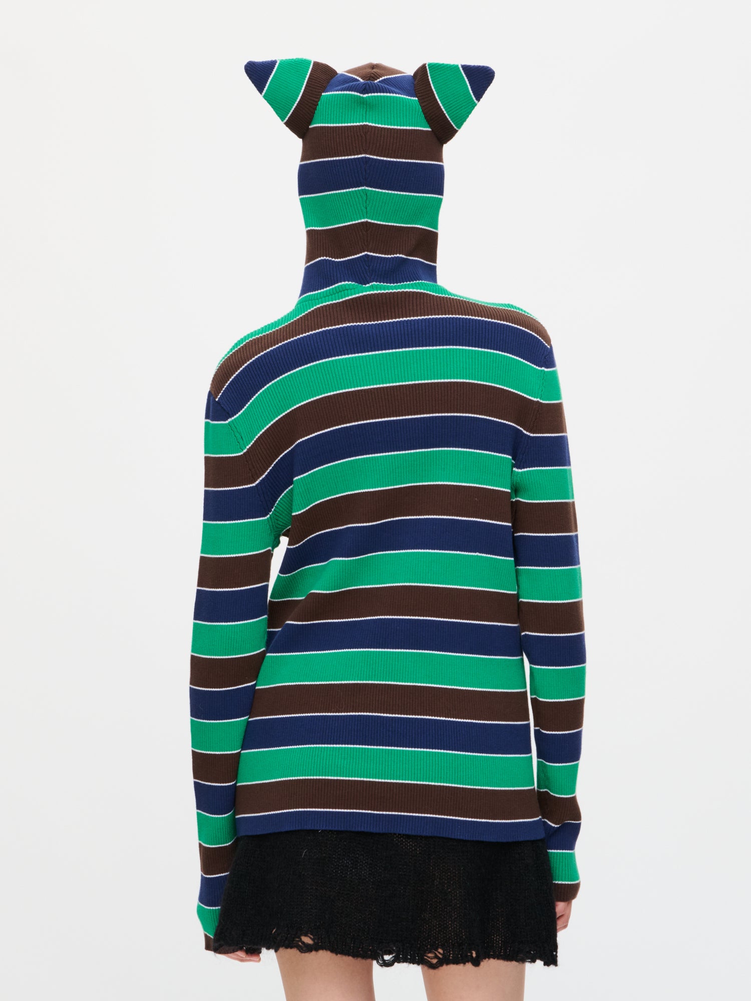 RIBBED EARS BALACLAVA JUMPER in GREEN NAVY – Charles Jeffrey Loverboy