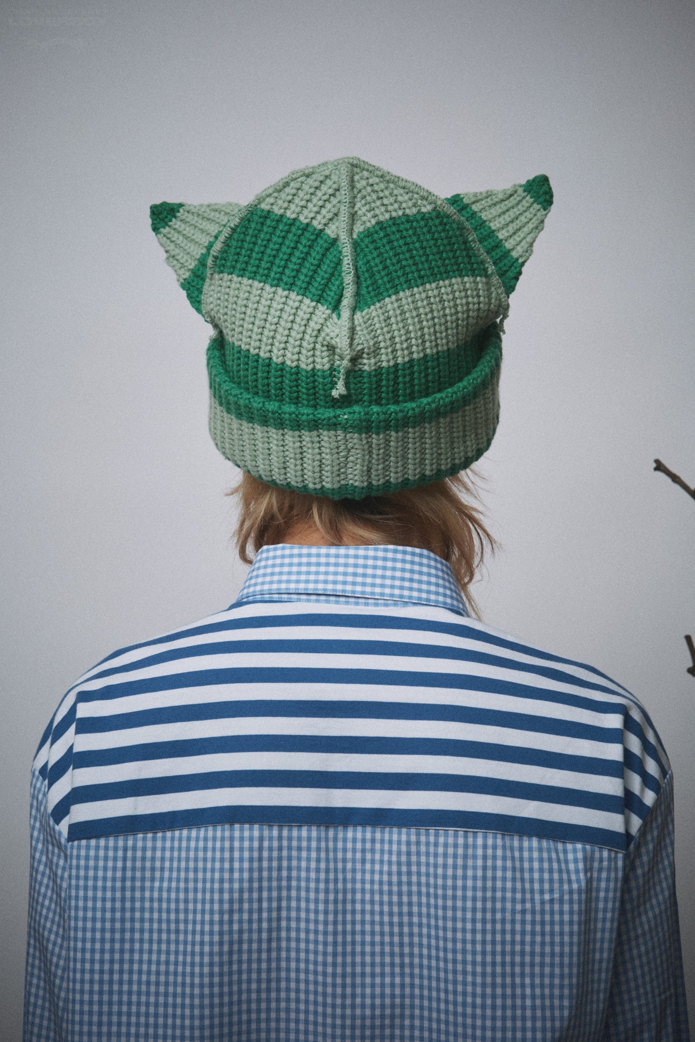 CHUNKY EARS BEANIE in GREEN STRIPE – Charles Jeffrey Loverboy