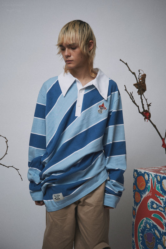 TOPSY TURVY POLO in BLUE STRIPE