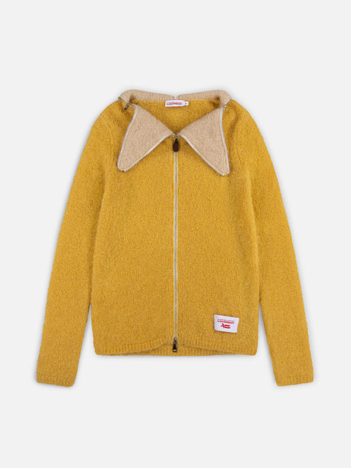 MOHAIR BANANA ZIP JUMPER in YELLOW ECRU