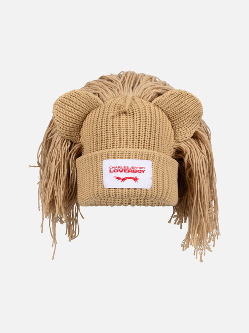 SUPERSIZED LION BEANIE in BEIGE | Charles Jeffrey Loverboy