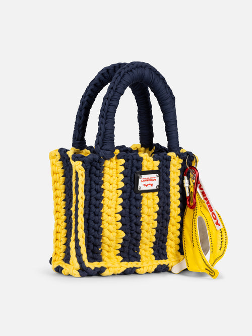 BUCKET BAG WITH BANANA PEEL KEYRING in BLUE | Charles Jeffrey Loverboy