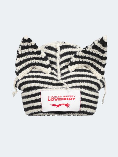 CHUNKY EARS BEANIE EXCLUSIVE in ECRU AND BLACK | Charles Jeffrey Loverboy