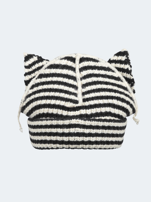 CHUNKY EARS BEANIE EXCLUSIVE in ECRU AND BLACK | Charles Jeffrey Loverboy