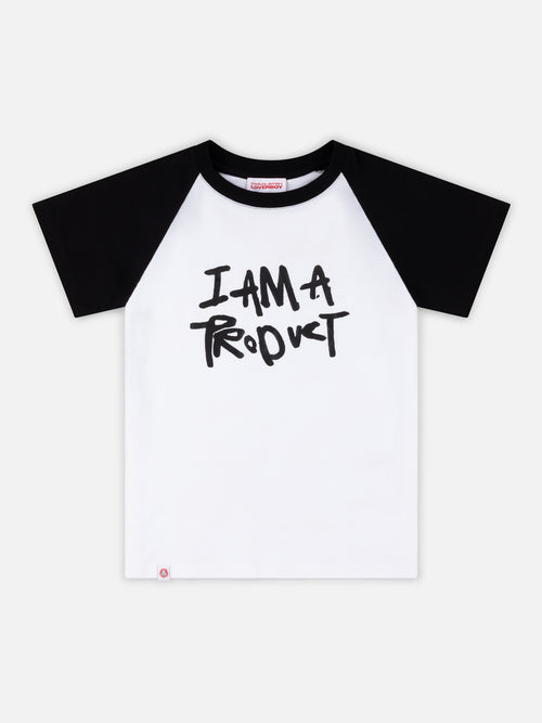 GRAPHIC BABY RAGLAN TEE in WHITE BLACK