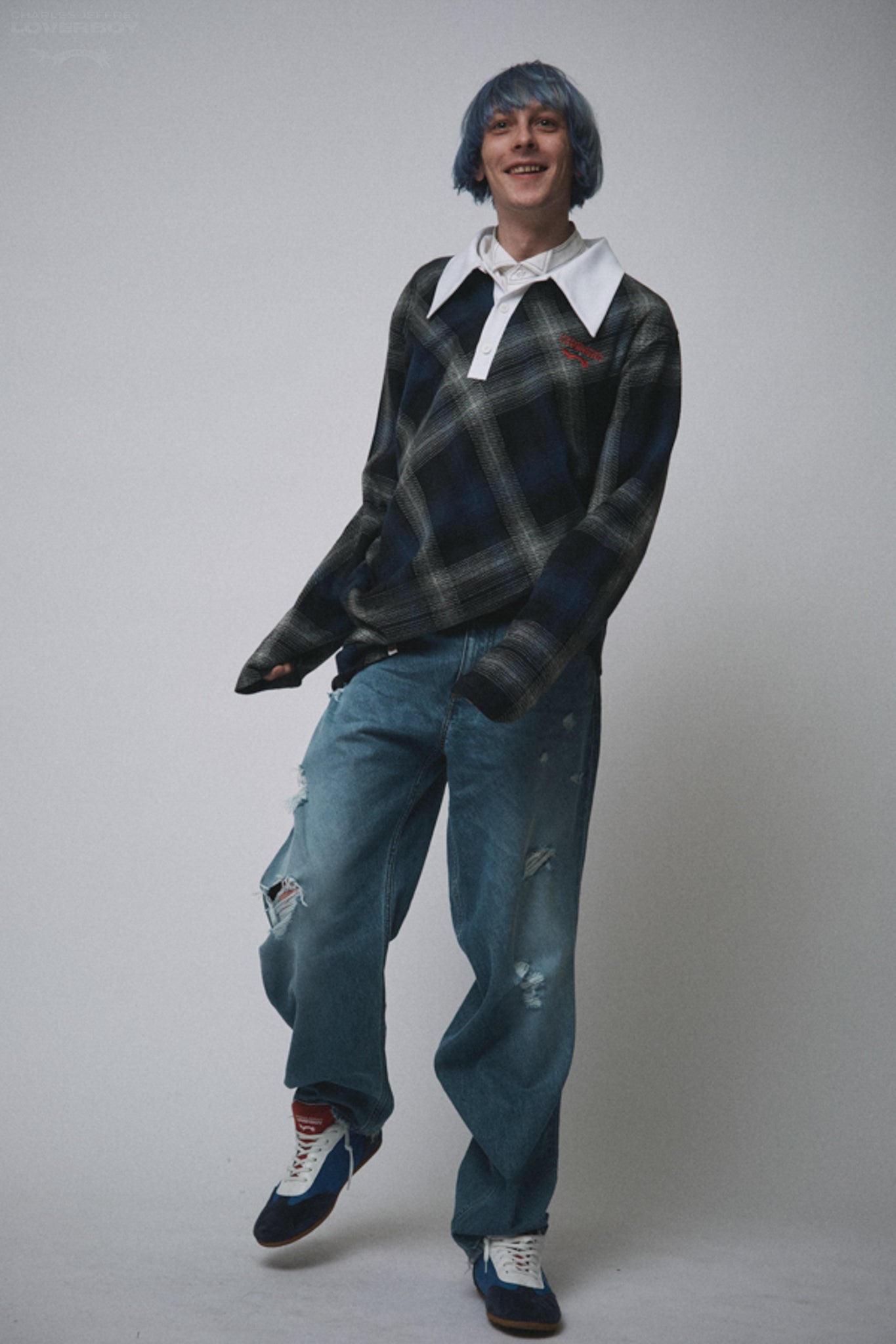 TOPSY TURVY POLO in BLUE TARTAN